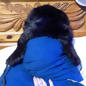 Vintage Real Dark Brown Fur Hat with Ear Flaps